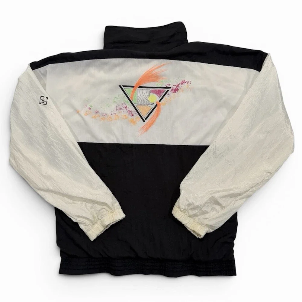 Vintage 80s Jimmy Connors Slazenger Tennis Windbreaker Neon Jacket Sz Medium